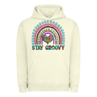 Pigment Pistachio stay groovy with rainbow and heart Urban Hoodie - Artiststas