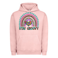 Pigment Salmon stay groovy with rainbow and heart Urban Hoodie - Artiststas