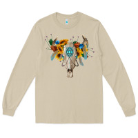 Mushroom boho bull skull Long Sleeve Tee - BarkalooDesign
