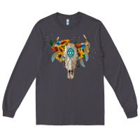 Smoke boho bull skull Long Sleeve Tee - BarkalooDesign