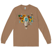 Toasted Coconut boho bull skull Long Sleeve Tee - BarkalooDesign