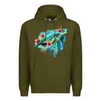 Army Green floral turtle Premium Hoodie - Jasminsmagicworld