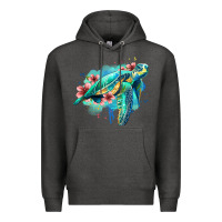 Charcoal Heather floral turtle Premium Hoodie - Jasminsmagicworld