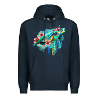 Navy floral turtle Premium Hoodie - Jasminsmagicworld