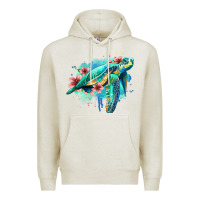 Oatmeal Heather floral turtle Premium Hoodie - Jasminsmagicworld