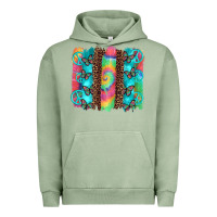 Pigment Oil Green hippie peace sign butterfly leopard and tie dye brushstroke Urban Hoodie - Artiststas