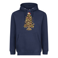 Navy Skeleton Christmas Tree Heavyweight Hoodie - RanaPortraitStore