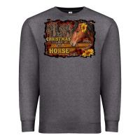 Charcoal Heather all i want for christmas is a horse brown horse Premium Sweatshirt - RanaPortraitStore
