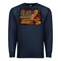 Navy all i want for christmas is a horse brown horse Premium Sweatshirt - RanaPortraitStore