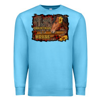 Ocean Blue all i want for christmas is a horse brown horse Premium Sweatshirt - RanaPortraitStore