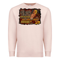 Pale Pink all i want for christmas is a horse brown horse Premium Sweatshirt - RanaPortraitStore