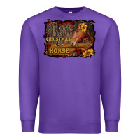 Purple all i want for christmas is a horse brown horse Premium Sweatshirt - RanaPortraitStore
