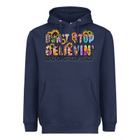 Navy don't stop believin' hold on to that feeling Heavyweight Hoodie - Zillion Design Studio