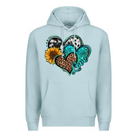 Blue Mist turquoise sunflower hearts Premium Hoodie - Jasminsmagicworld