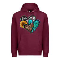Burgundy turquoise sunflower hearts Premium Hoodie - Jasminsmagicworld