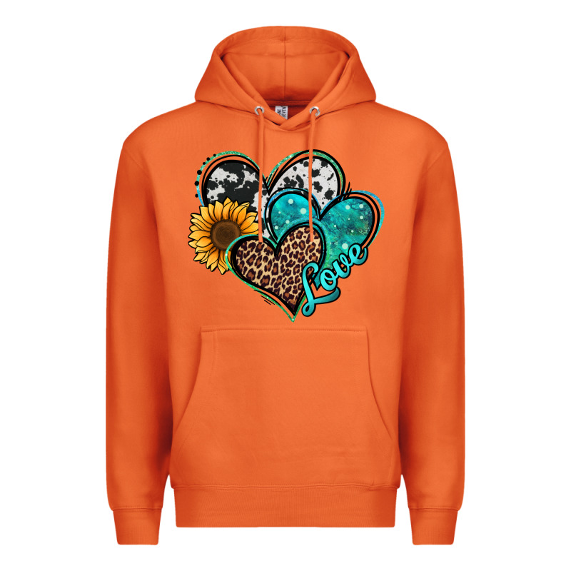 Turquoise Sunflower Hearts Premium Hoodie by Jasminsmagicworld | Teevron