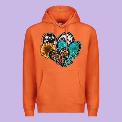 Turquoise Sunflower Hearts Premium Hoodie Designed By Jasminsmagicworld