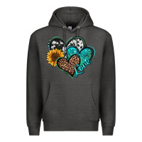 Charcoal Heather turquoise sunflower hearts Premium Hoodie - Jasminsmagicworld