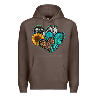 Coffee turquoise sunflower hearts Premium Hoodie - Jasminsmagicworld