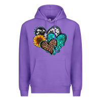 Purple turquoise sunflower hearts Premium Hoodie - Jasminsmagicworld