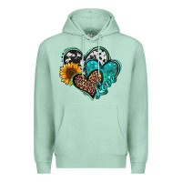 Seafoam turquoise sunflower hearts Premium Hoodie - Jasminsmagicworld