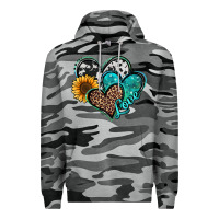 Slate Camo turquoise sunflower hearts Premium Hoodie - Jasminsmagicworld