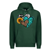 Sports Green turquoise sunflower hearts Premium Hoodie - Jasminsmagicworld