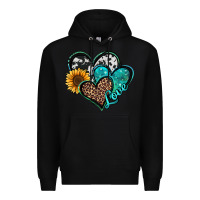 Black turquoise sunflower hearts Premium Hoodie - Jasminsmagicworld