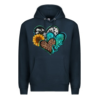 Navy turquoise sunflower hearts Premium Hoodie - Jasminsmagicworld