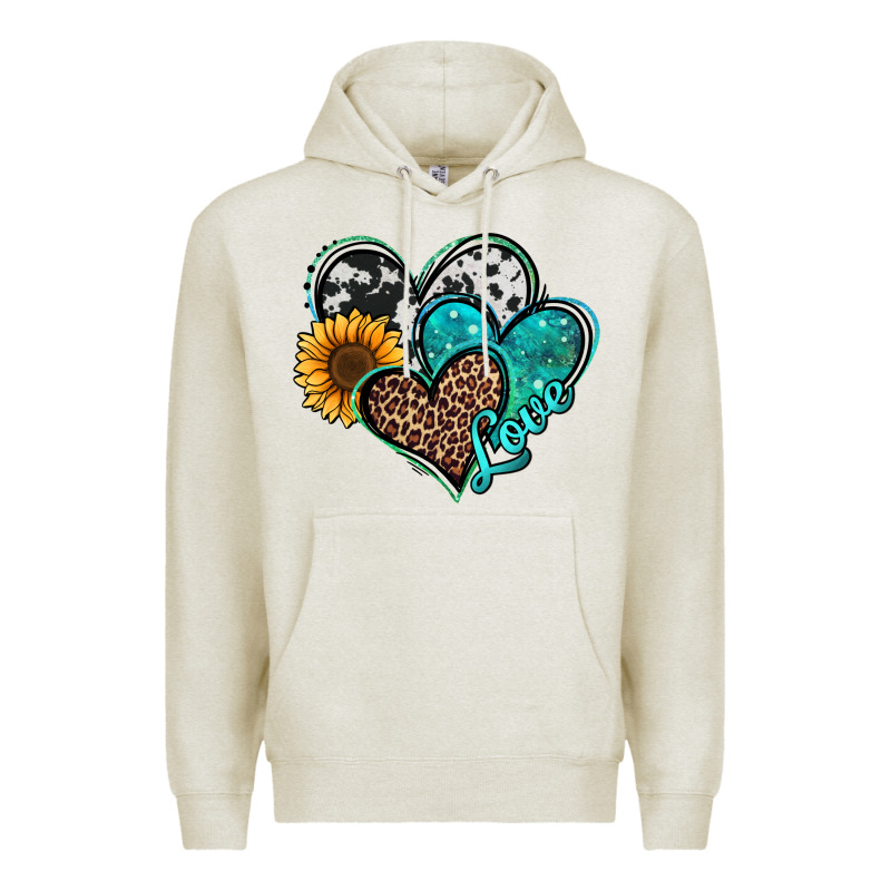 Turquoise Sunflower Hearts Premium Hoodie by Jasminsmagicworld | Teevron