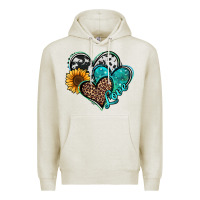 Oatmeal Heather turquoise sunflower hearts Premium Hoodie - Jasminsmagicworld
