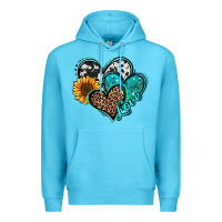 Ocean Blue turquoise sunflower hearts Premium Hoodie - Jasminsmagicworld