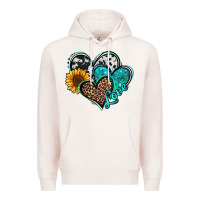 Pale Pink turquoise sunflower hearts Premium Hoodie - Jasminsmagicworld