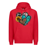 Red turquoise sunflower hearts Premium Hoodie - Jasminsmagicworld