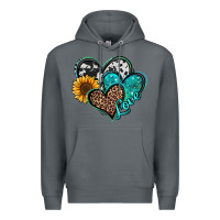 Rock turquoise sunflower hearts Premium Hoodie - Jasminsmagicworld