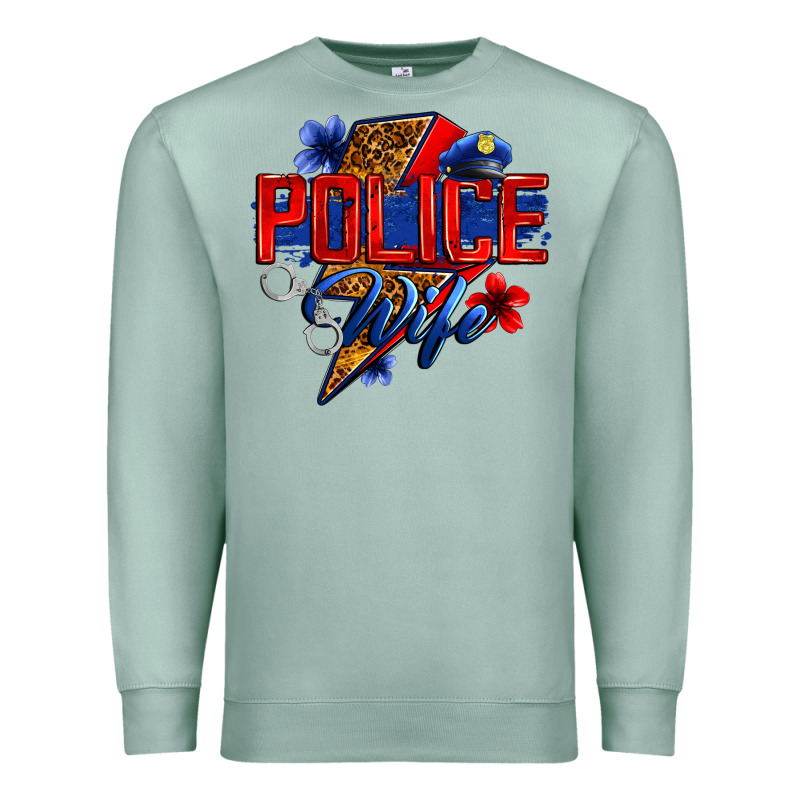 Police Wife With Lightning Bolt Premium Sweatshirt by Zillion Design Studio | Teevron