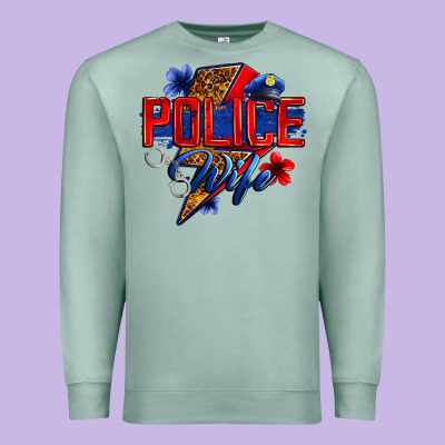 Police Wife With Lightning Bolt Premium Sweatshirt Designed By Zillion Design Studio