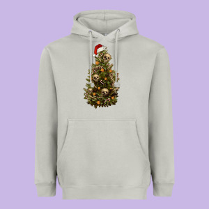 Skeleton Merry Christmas Tree Heavyweight Hoodie Designed By Ranaportraitstore