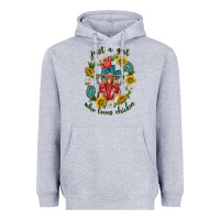 Heather Grey just a girl who loves chicken with sunflowers and gemstone Heavyweight Hoodie - texasbilliewilder