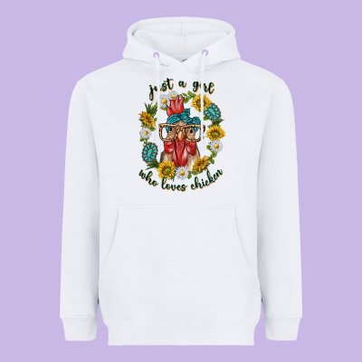 Heavyweight Hoodie just a girl who loves chicken with sunflowers and gemstone