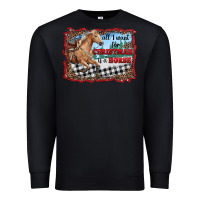 Black all i want for christmas is a horse  with farm Premium Sweatshirt - RanaPortraitStore