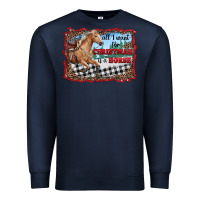 Navy all i want for christmas is a horse  with farm Premium Sweatshirt - RanaPortraitStore