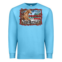 Ocean Blue all i want for christmas is a horse  with farm Premium Sweatshirt - RanaPortraitStore
