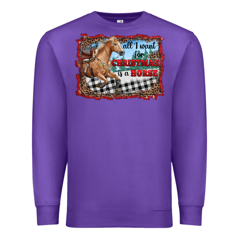 All I Want For Christmas Is A Horse  With Farm Premium Sweatshirt by RanaPortraitStore | Teevron