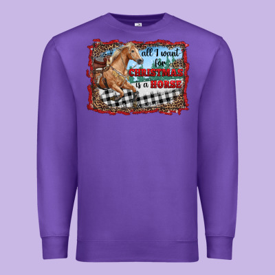 All I Want For Christmas Is A Horse  With Farm Premium Sweatshirt Designed By Ranaportraitstore
