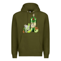 Army Green gin tonic bottle and cocktail Premium Hoodie - AdoDesignShop