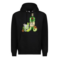 Black gin tonic bottle and cocktail Premium Hoodie - AdoDesignShop