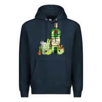 Navy gin tonic bottle and cocktail Premium Hoodie - AdoDesignShop