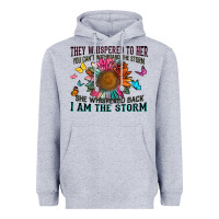 Heather Grey they whispered to her you can't withstand the stor Heavyweight Hoodie - Zillion Design Studio