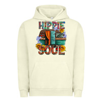 Pigment Pistachio hippie soul with caravan and flowers Urban Hoodie - Artiststas